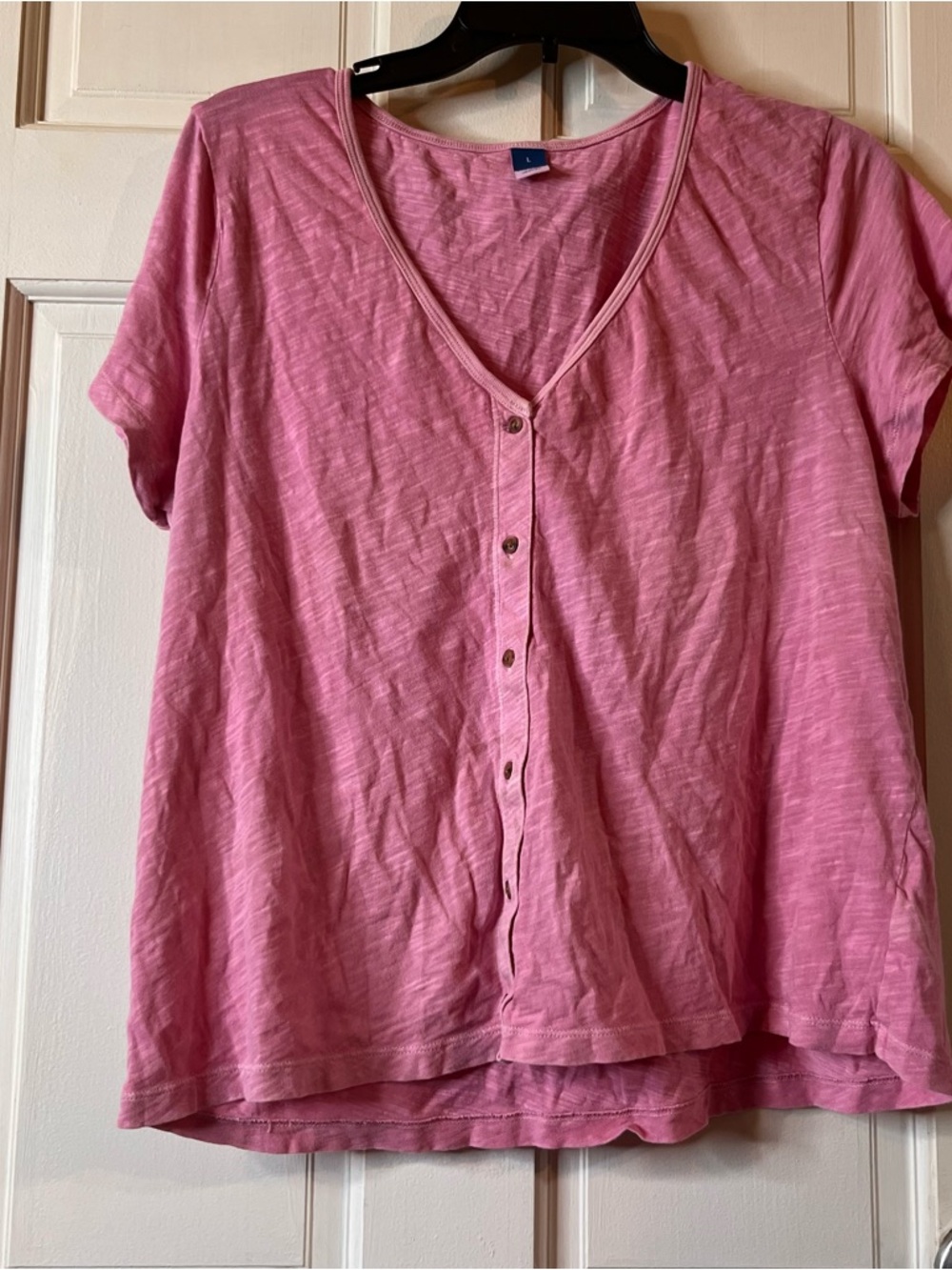 Old Navy Pink V-Neck Button Front Top